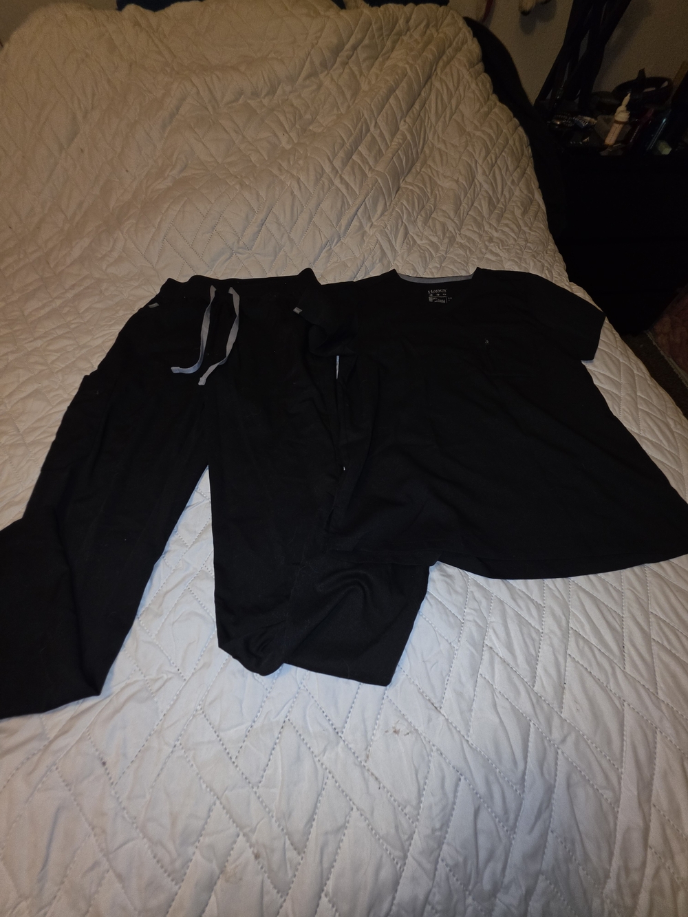 Hanes Black V-Neck Medical Scrub Top
